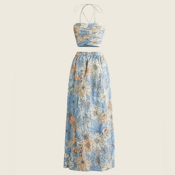 J. Crew Dresses & Skirts - J Crew Collection Textured Satin Skirt Set in Zinnia Floral XL